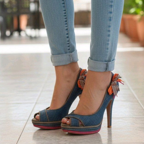 CafeNoir denim high-heeled pumps size 37 like new
