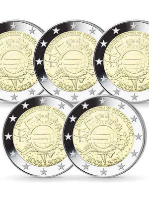 Γερμανία 2 Ευρώ 2012 UNC, σετ 5 αναμνηστικά κέρματα