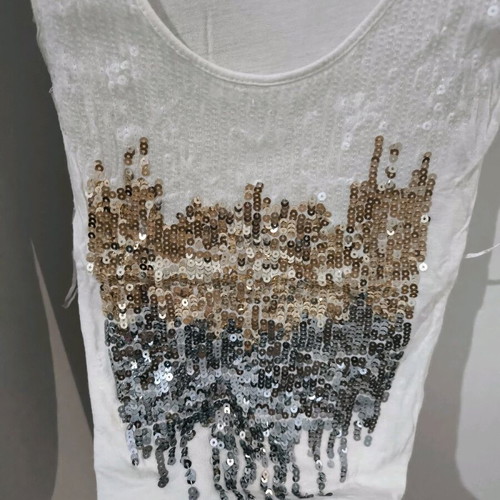 White Tally Weijl sleeveless top like new with tricolor sequins size XS