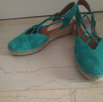 Leather espadrilles handmade like new, size 38, green