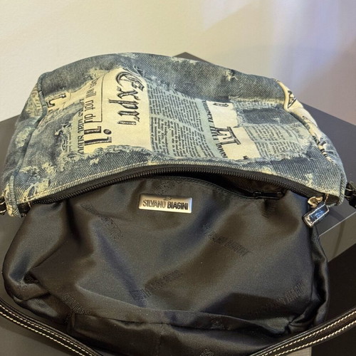 Silvano Biagini Y2K Vintage Shoulder Bag like new with Newspaper Print