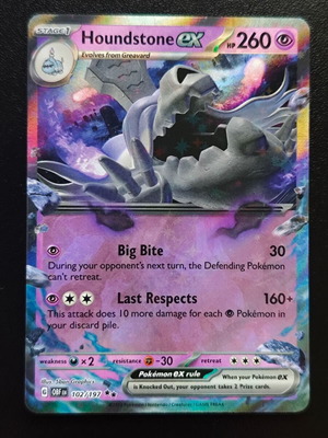Pokemon Houndstone ex 102/197 κάρτα από Obsidian Flames 2023 καινούργια