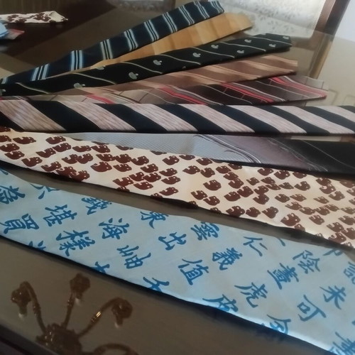 Ties set of 9 used, 2 pure silk with unique patterns