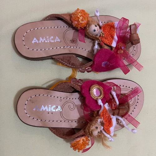 Handmade leather kids' flip-flops new, pack of 3 pairs size 24