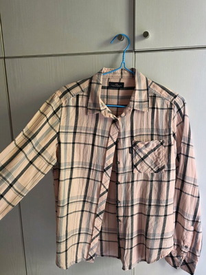 Funky Buddha women's checked shirt in pink-gray shades like new