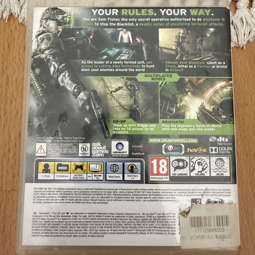 Tom Clancy's Splinter Cell Blacklist PS3 game