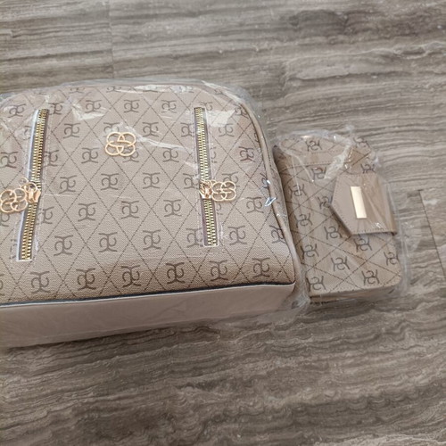 Shoulder and Handbag Set new, beige with gold details
