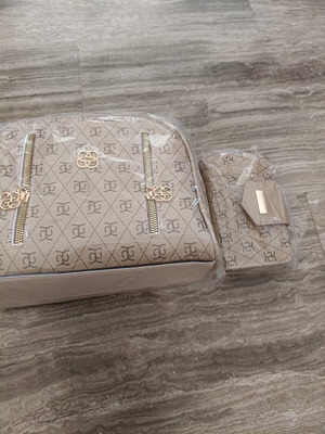 Shoulder and Handbag Set new, beige with gold details