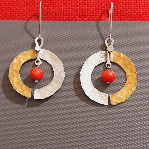 Handmade earrings silver 925, bronze, coral new