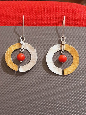 Handmade earrings silver 925, bronze, coral new