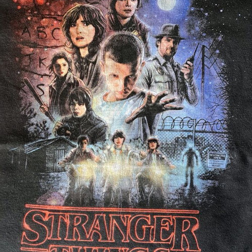Stranger Things T-shirt used, size Large, black Pull & Bear