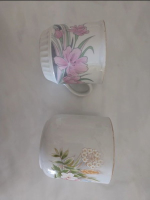 Vintage porcelain cups used, set of 2 with floral design