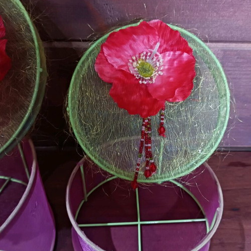 Organza storage boxes with poppies set of two new
