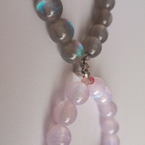 Bracelets with holographic beads and magnetic heart, new
