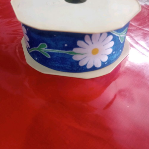 Cotton ribbon 10m new with flowers, 4 cm width
