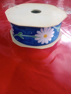 Cotton ribbon 10m new with flowers, 4 cm width
