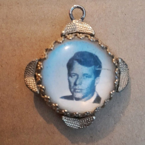 Robert Kennedy pendant used, hanging with photo and glass