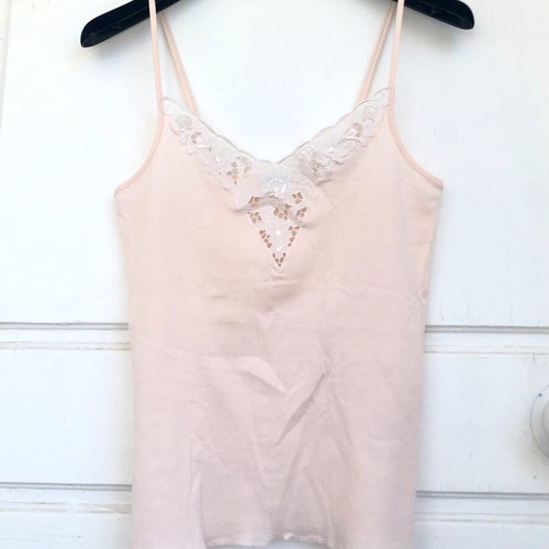 Malizia Vintage Lingerie Top with Lace, Like New, Medium, Salmon