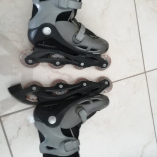 Adjustable black inline rollers used, sizes 38-41 for girls and boys