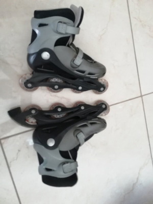 Adjustable black inline rollers used, sizes 38-41 for girls and boys