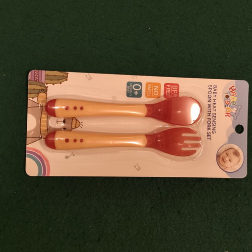 Hada Bear Baby Heat Sensing Spoon and Fork Set, BPA Free