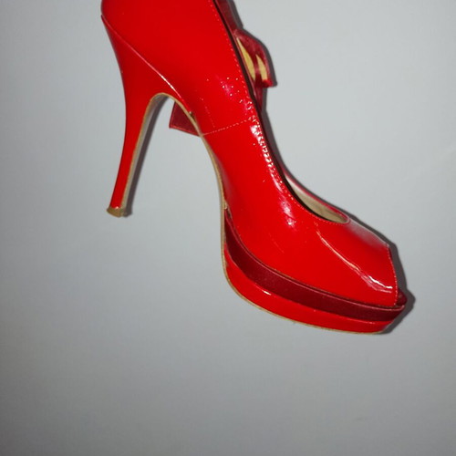 J.BOURNAZOS peep toe pumps like new, red, size 38