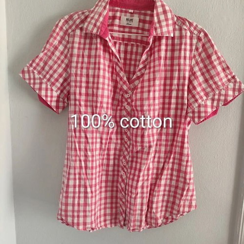 Cotton women's shirt Milano Italy pink and white like new, sizes L/XL