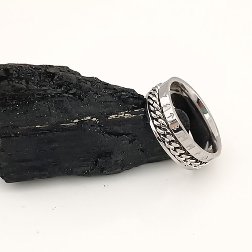 Viking Anti Stress Titanium Ring & Cross Earrings Set for Men