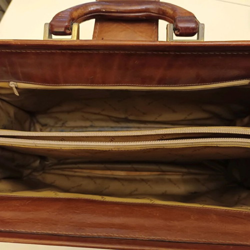 The Bridge leather hand bag used brown made in Italy