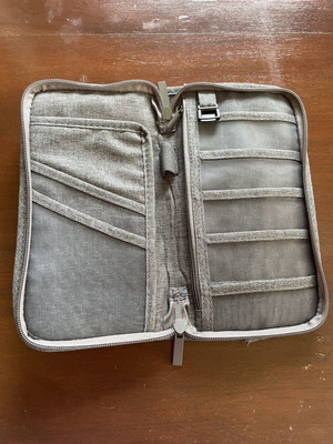 Travel Document Organizer wallet like new, gray fabric