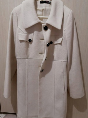 Grama women's coat used, white and beige, size L