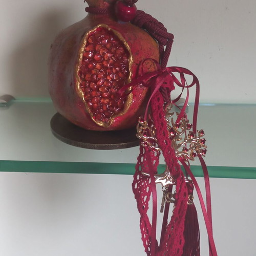 Handmade ceramic lucky charm new with seeds