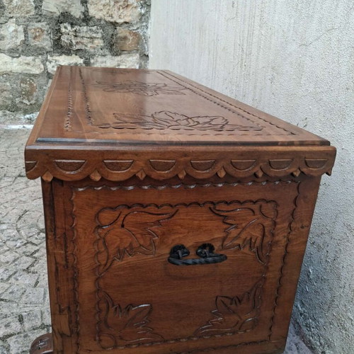 Handcrafted carved Metsovo chest with handles