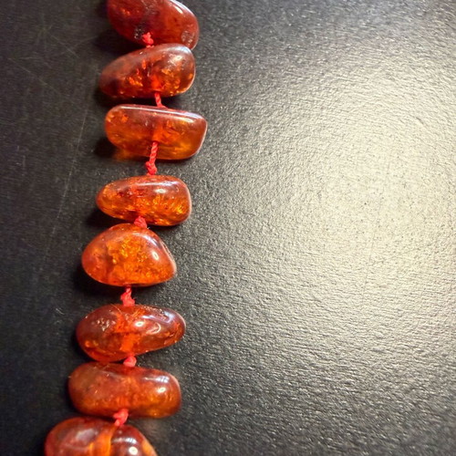 Amber necklace used, orange