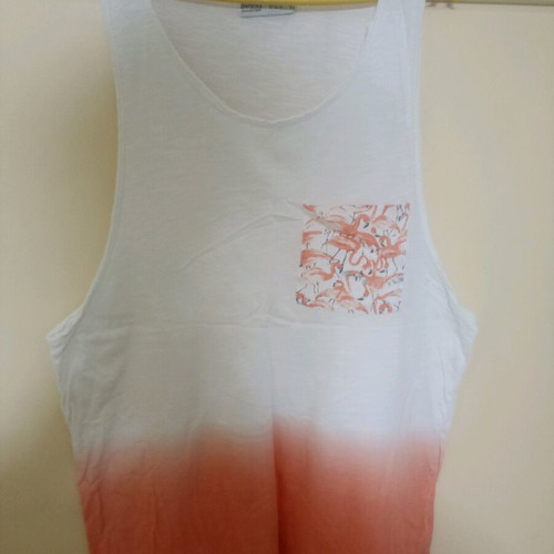 Bershka sleeveless summer shirt like new, white with orange