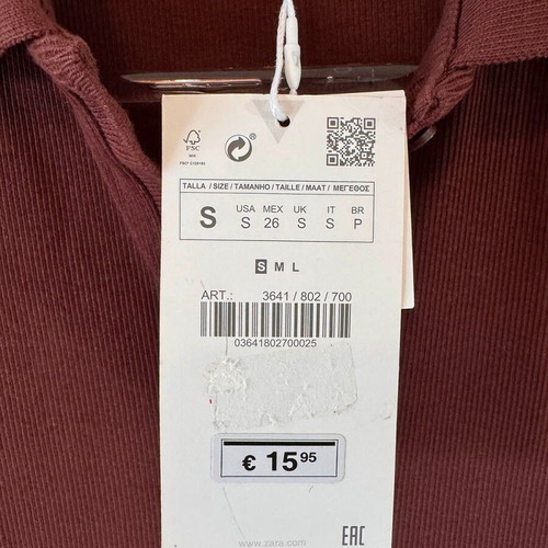 ZARA Long Short-Sleeve Dress Brown Ribbed New Small S 8