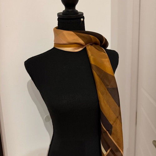 Scarf shawl unused, 100% silk, beige and brown