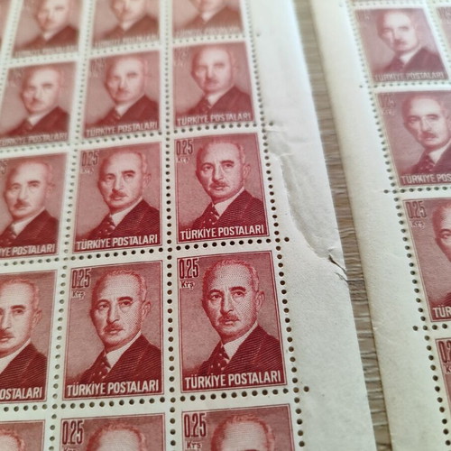 Vintage Turkish Stamps featuring İsmet İnönü 5 sheets used