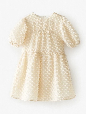 Zara Kids κοριτσίστικο φόρεμα με όγκο και πουά τούλι σαν καινούργιο, μπεζ, 8 ετών
