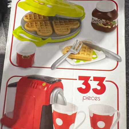 Ecoiffier Waffle Maker, Espresso Machine and Toaster with 33 Sealed Accessories