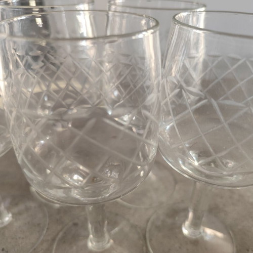 Vintage stemmed wine glasses, set of six