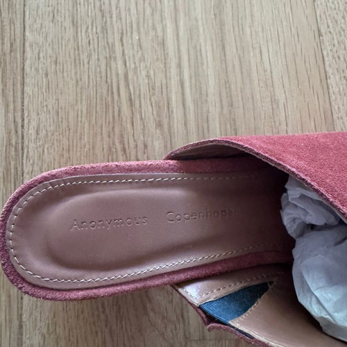Anonymous Copenhagen suede mules, brick red