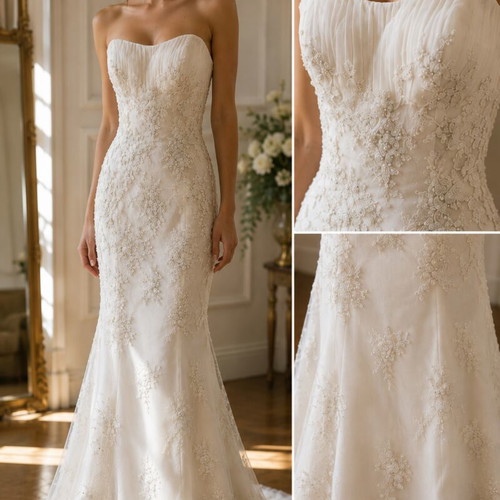 Demetrios Couture luxury ivory bridal gown size M 38 new