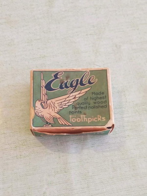 Vintage Eagle Toothpick Box used, Greek Adelfoi Tsiakou 1950s