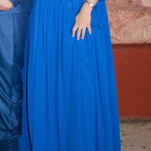Official evening dress blue electric like new, size XL with matching shawl