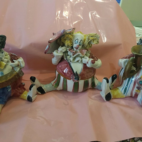 Vintage collectible handmade clown set of 3 like new