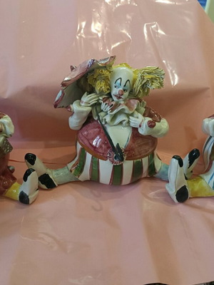 Vintage collectible handmade clown set of 3 like new