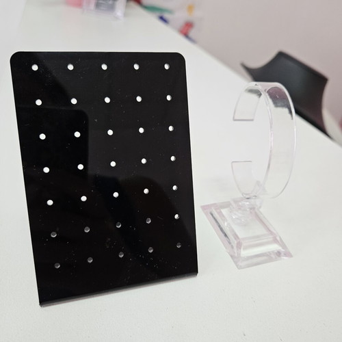 Leather jewelry display stands set, black