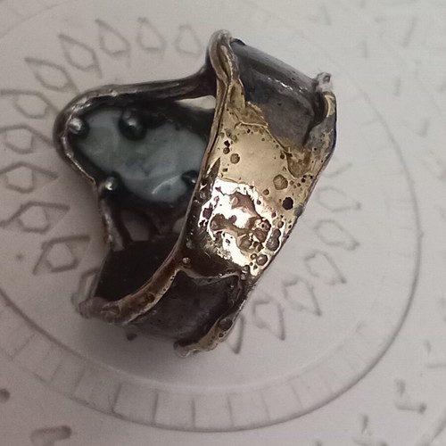 925 Silver Handmade Ring with Aquamarine and Spinel Stones