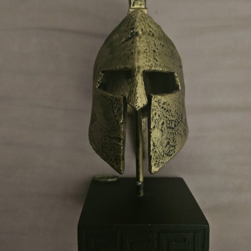 Decorative helmet made of alabaster statues like new, handmade in Greece